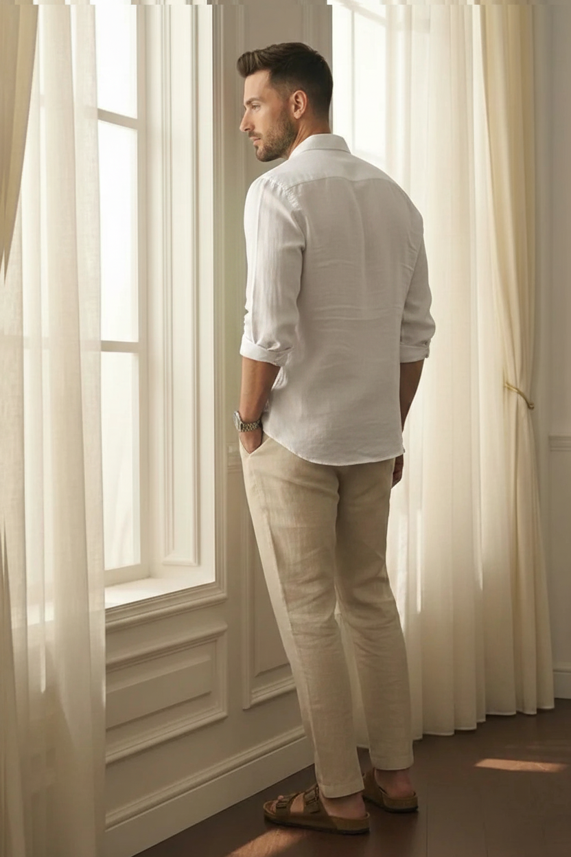 Old Money Classic Combo ( White-Shirt & Beige-Pant)