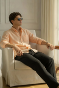Old Money Classic Combo (Peach-Shirt & Black-Pant)