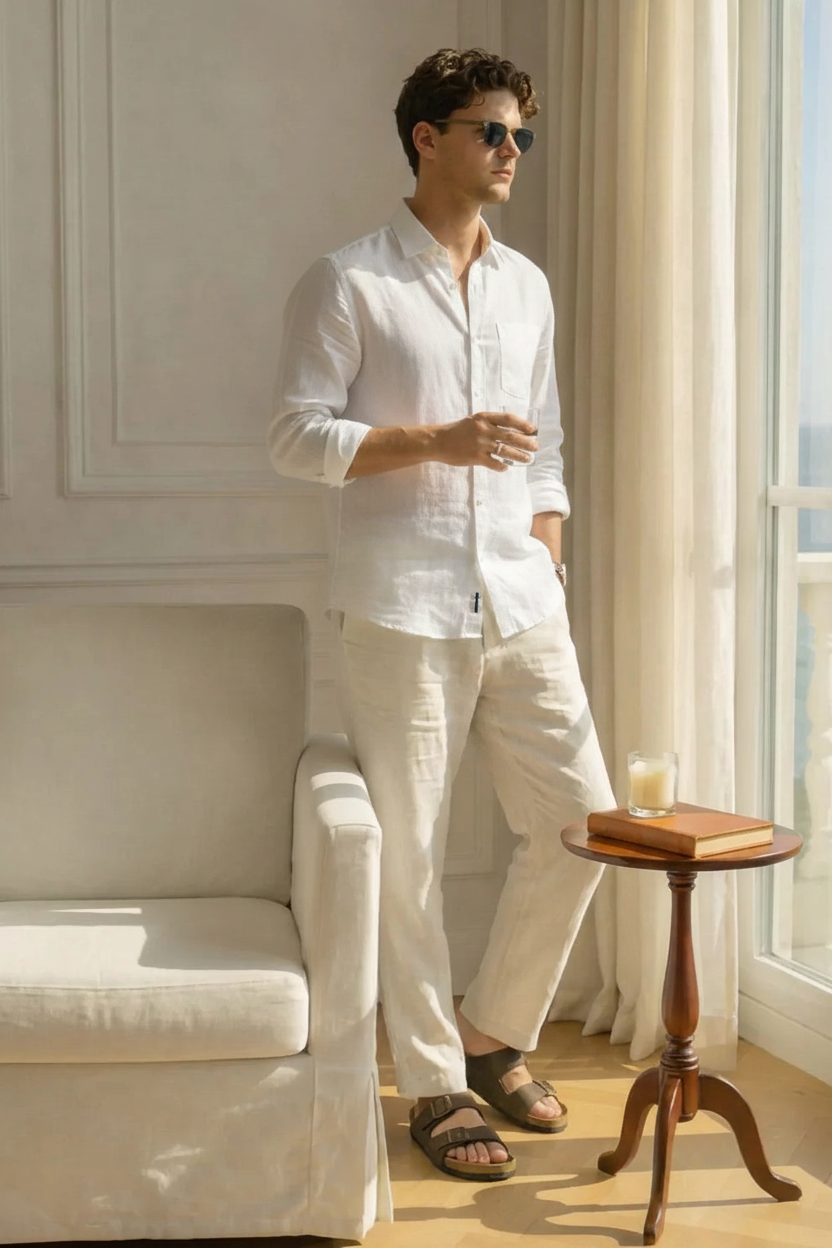 White Shirt & White Pant Set
