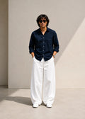 Old Money Classic Combo (Navy Shirt & White Pant Set)