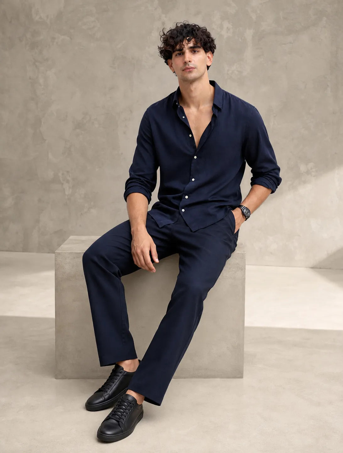 Navy Shirt & Navy Pant Set