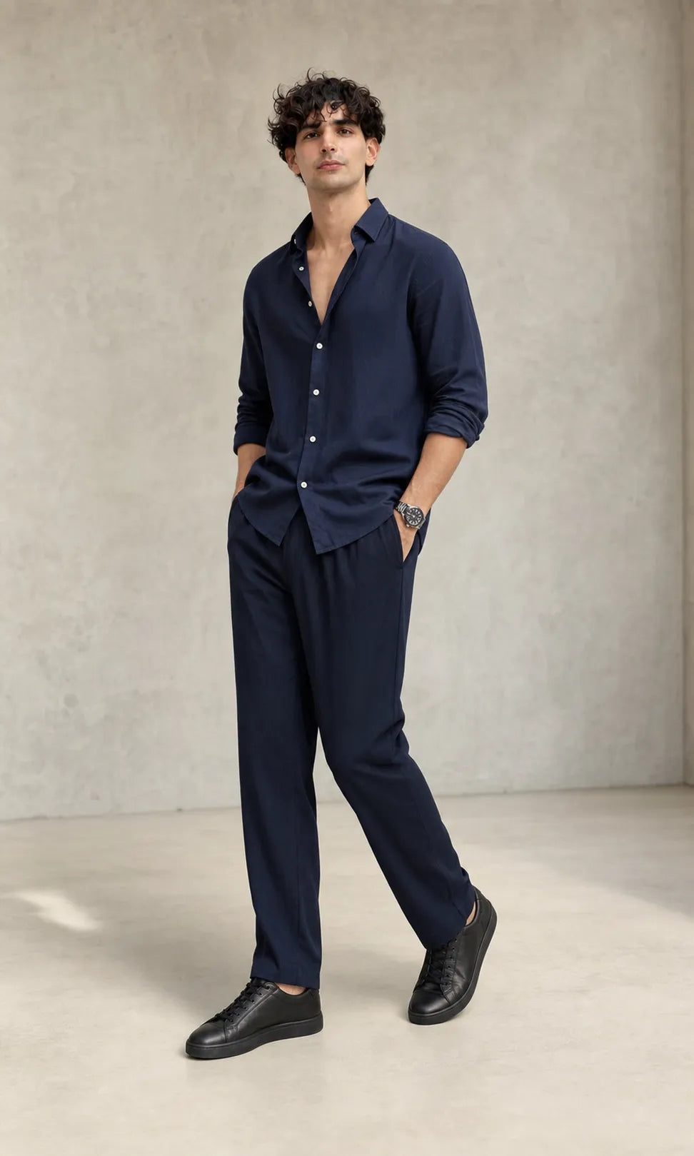 Navy Shirt & Navy Pant Set