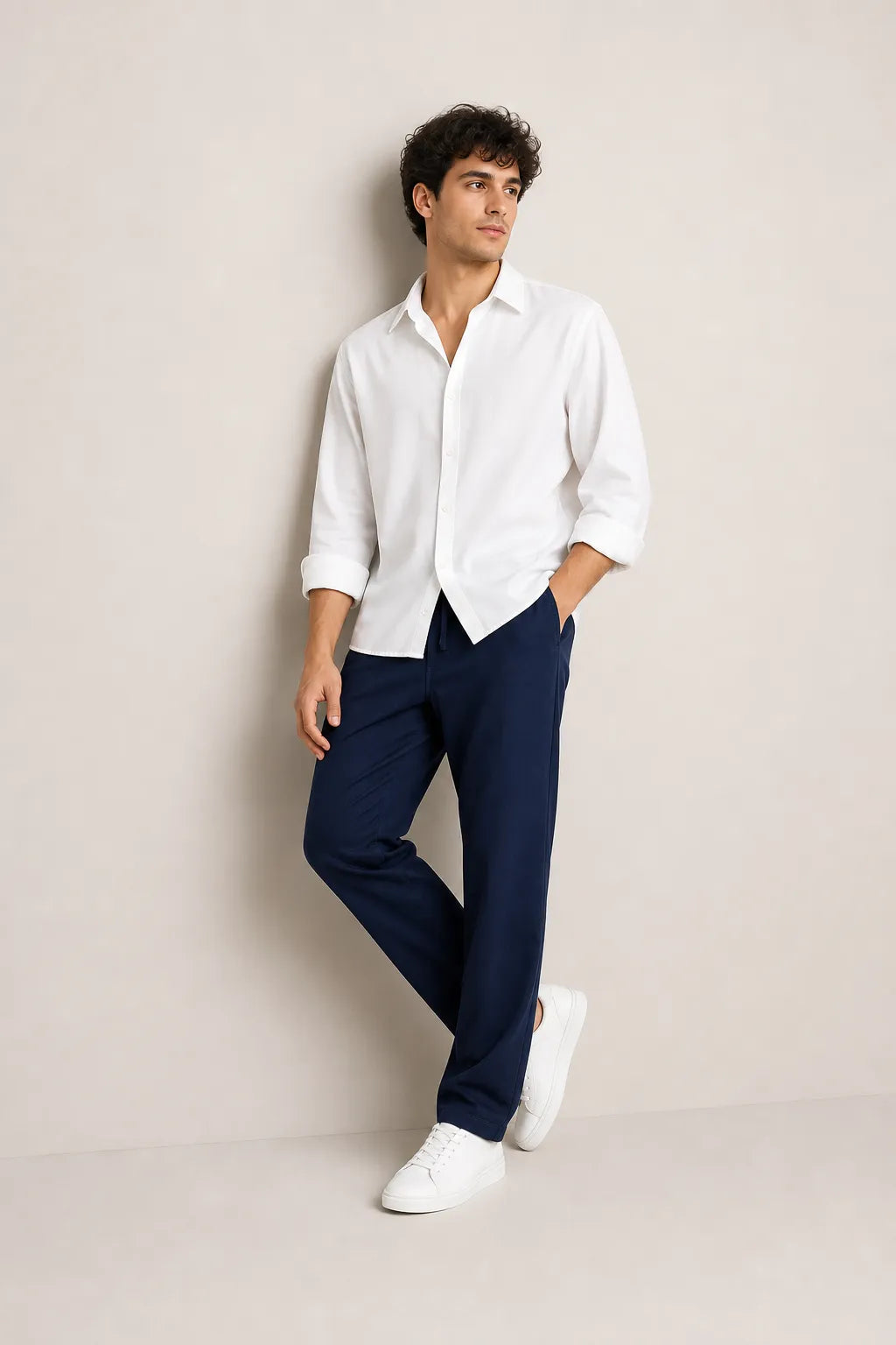 White Shirt & Navy Pant Set
