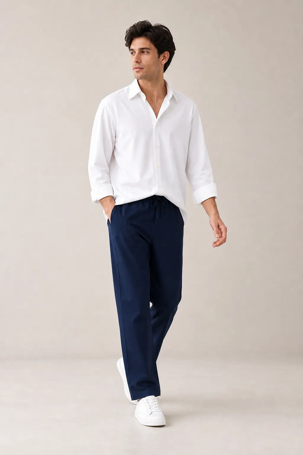 White Shirt & Navy Pant Set