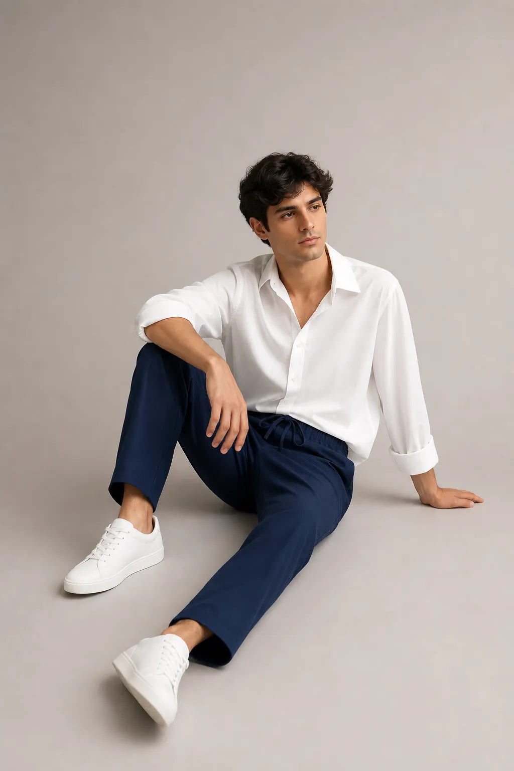 White Shirt & Navy Pant Set