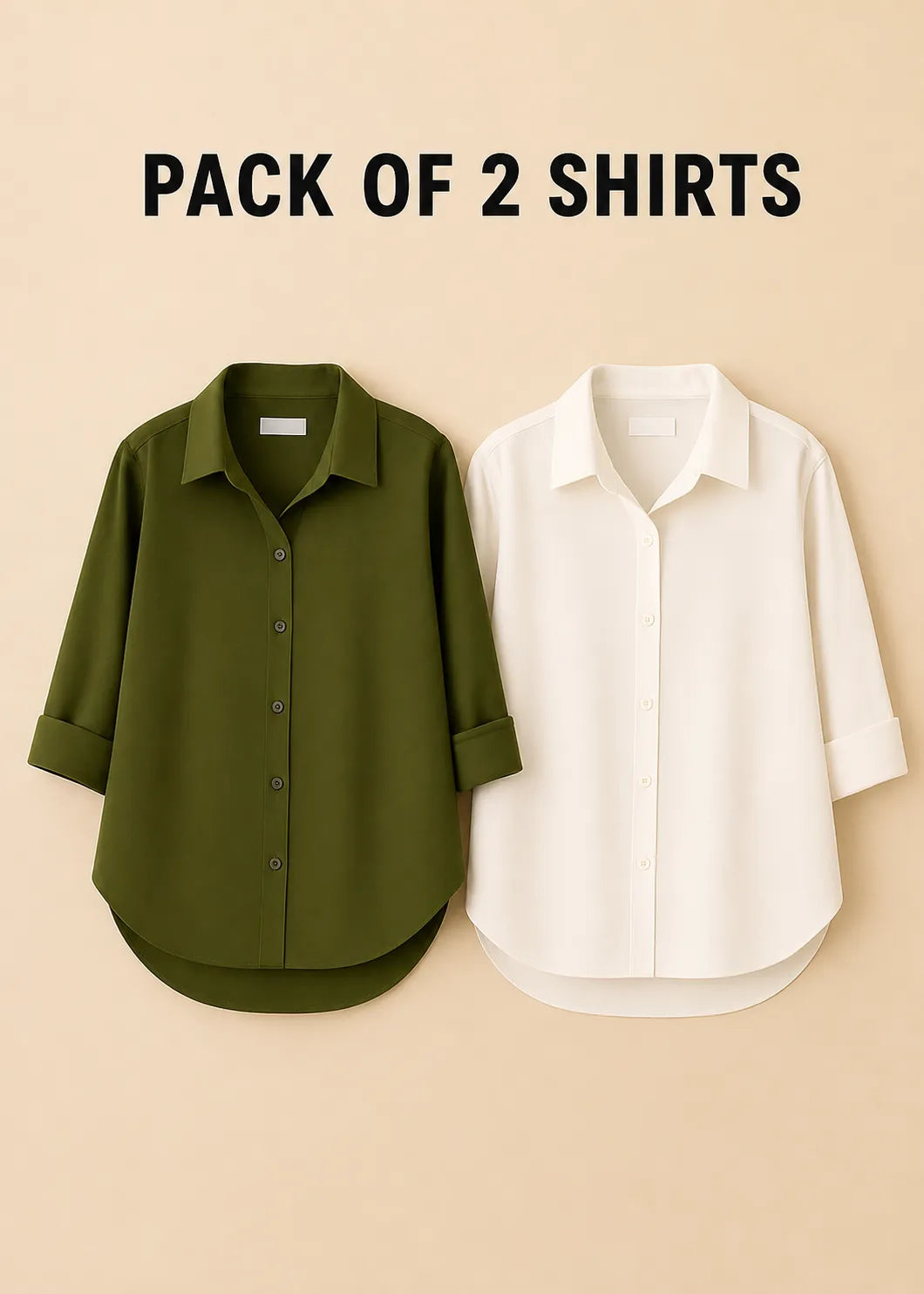 Pack of 2 Premium Casual Shirts – Olive & White
