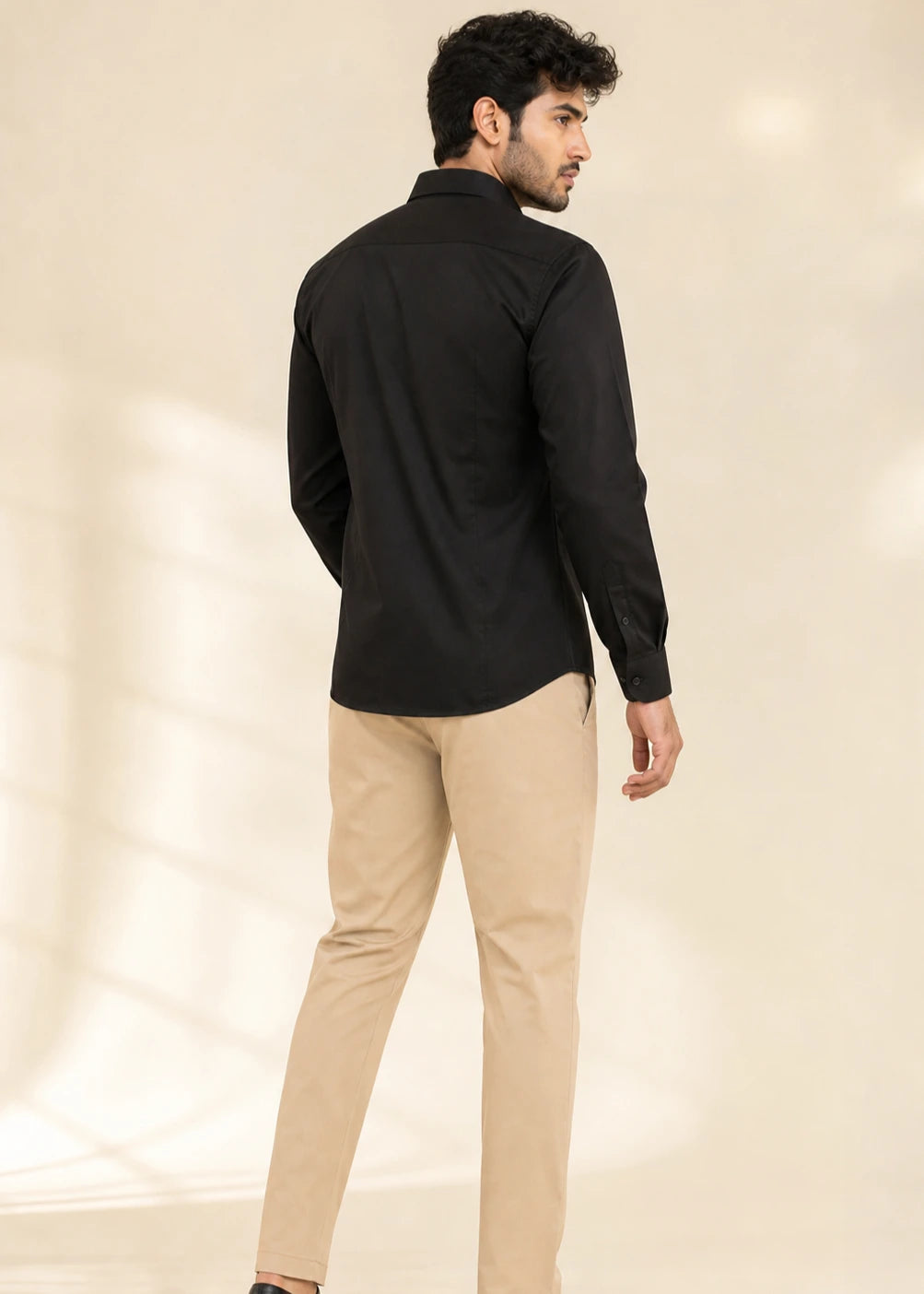 Black Shirt & Beige Pant Set