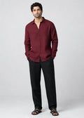 Mahroon Shirt & Black Pant Set