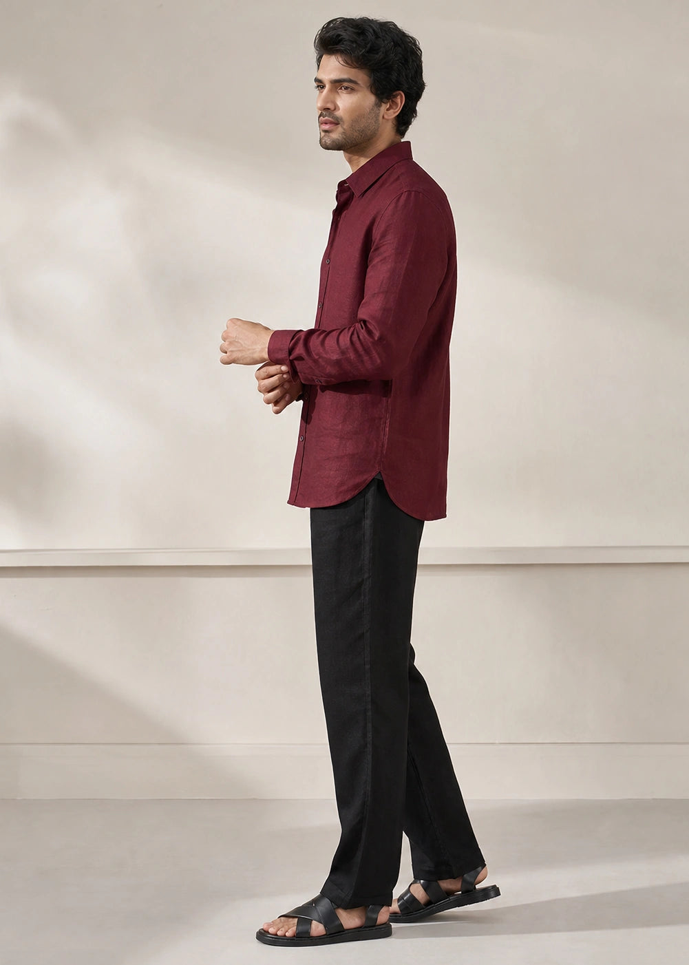 Mahroon Shirt & Black Pant Set