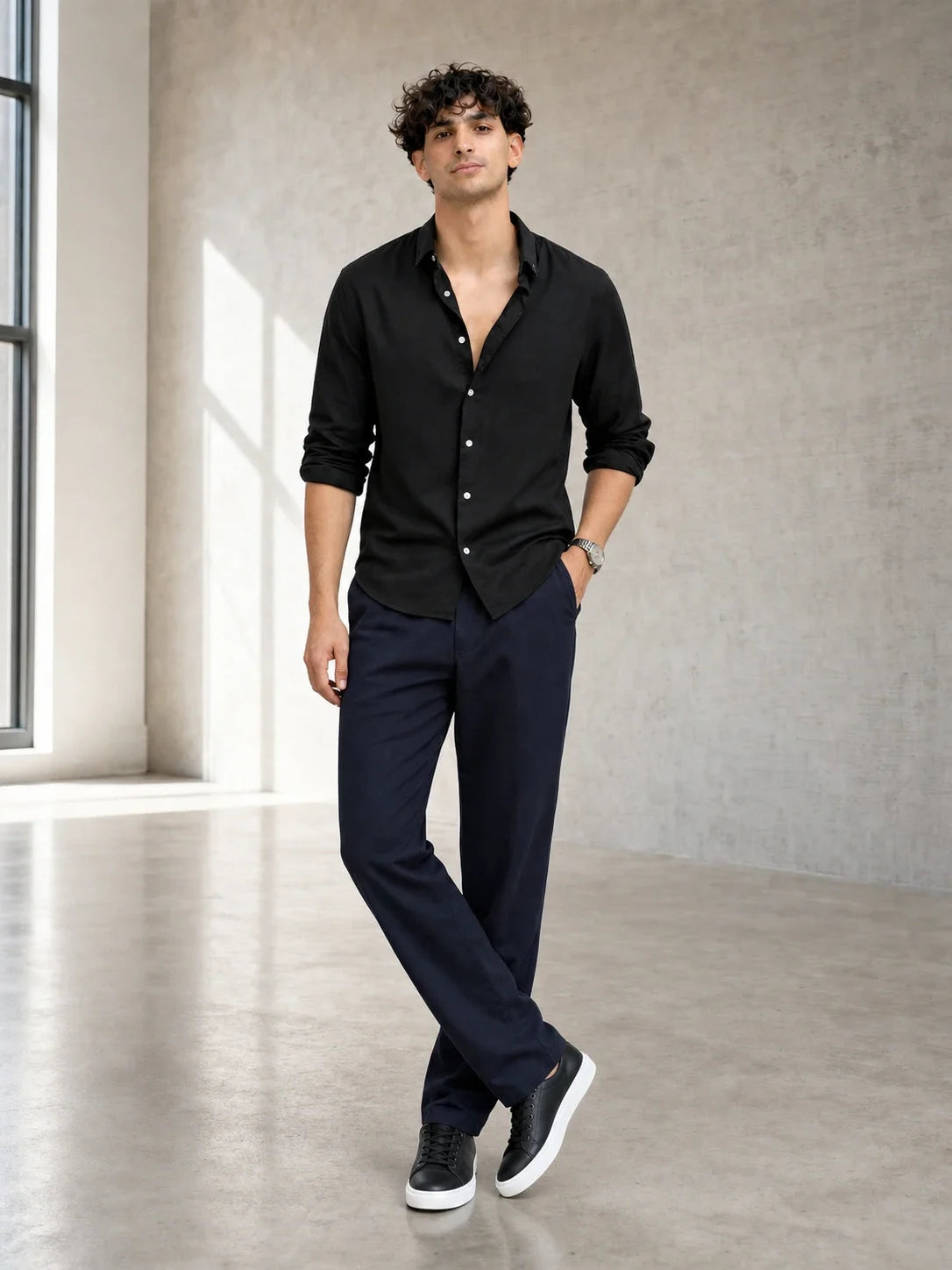Black Shirt & Navy Pant Set