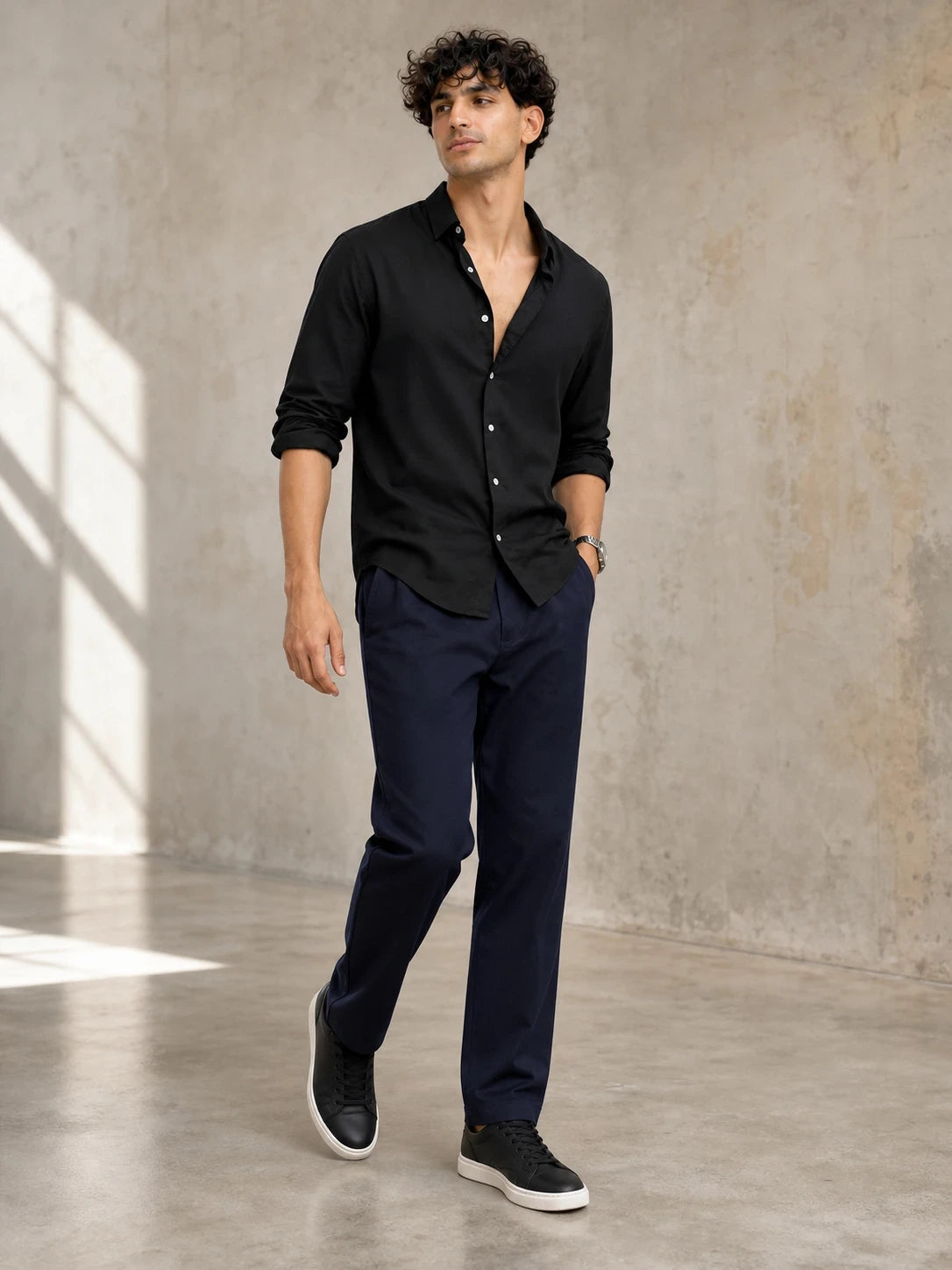Black Shirt & Navy Pant Set