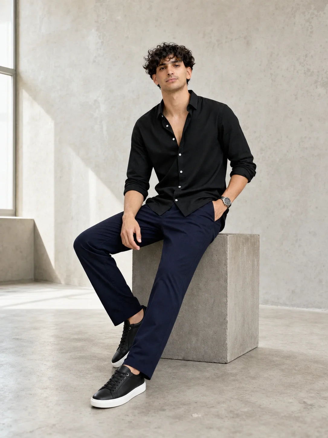 Black Shirt & Navy Pant Set