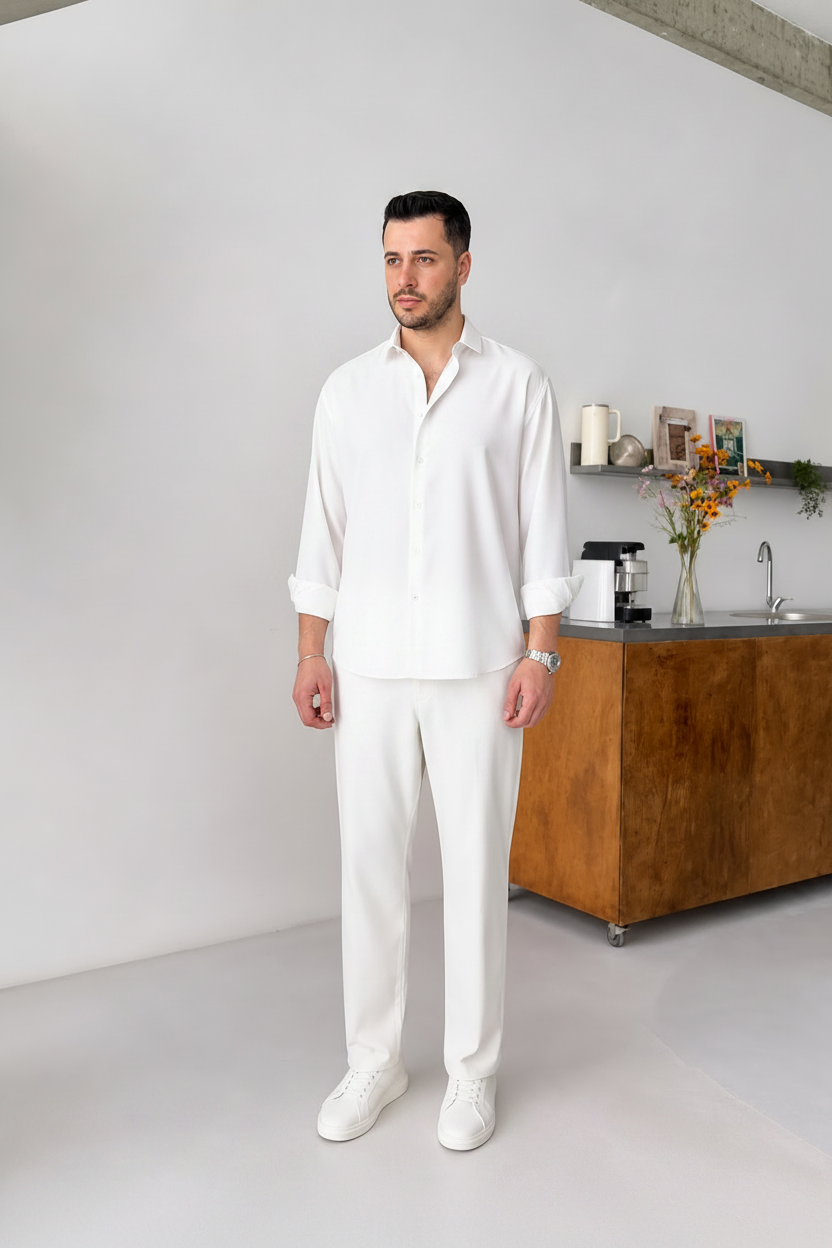 White Shirt & White Pant Set