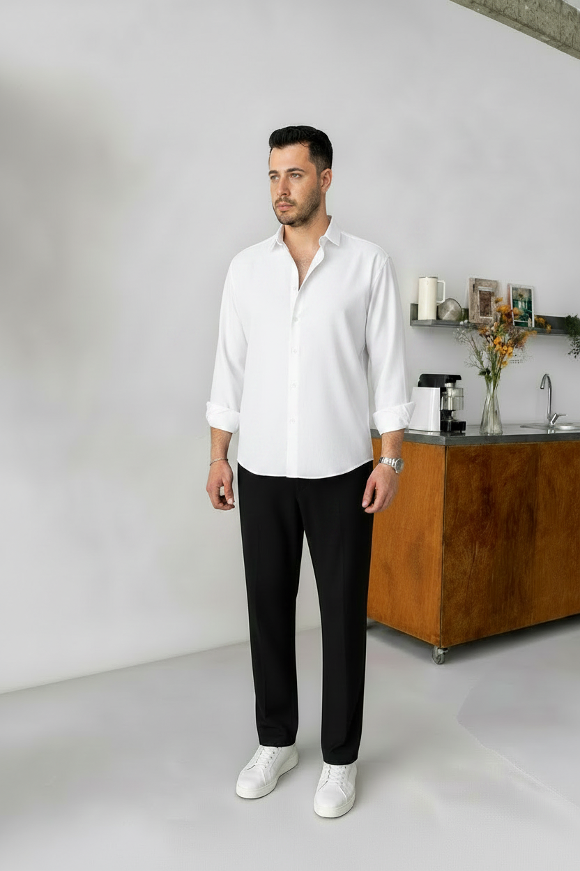 White Shirt & Black Pant Set