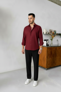 Mahroon Shirt & Black Pant Set