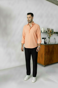 Peach Shirt & Black Pant Set