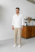 White Shirt & Beige Pant Set