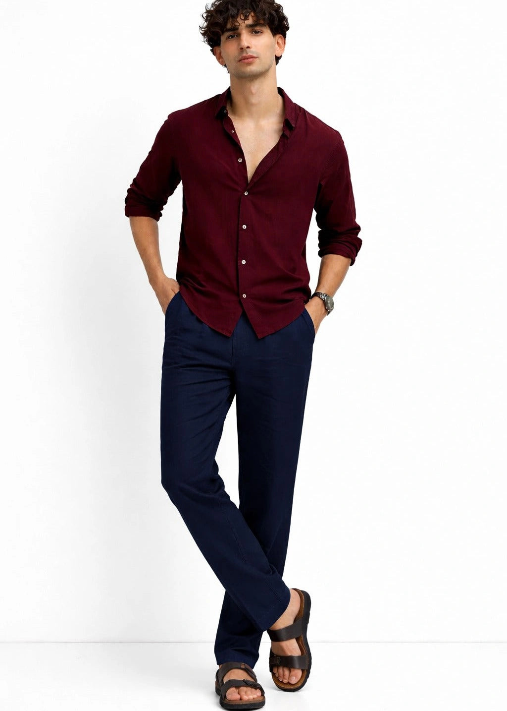 Maroon Shirt & Navy Pant Set