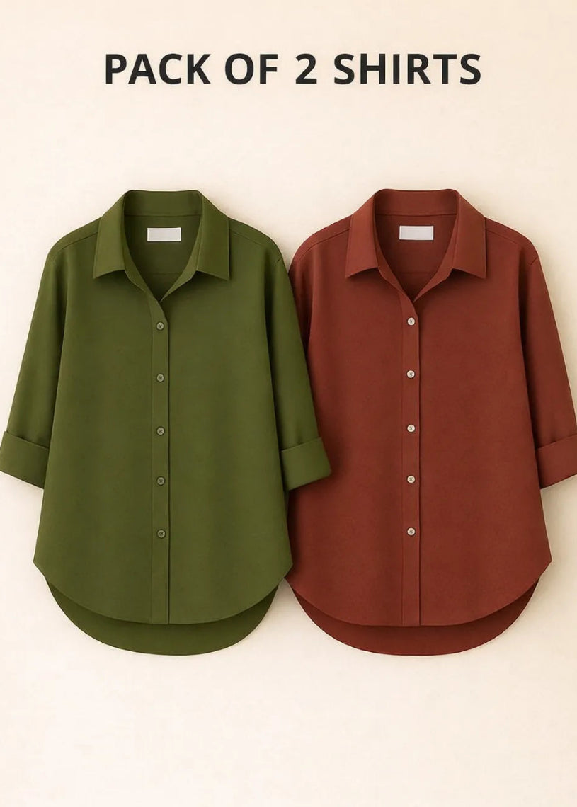 Pack of 2 Premium Casual Shirts – Olive & Brown