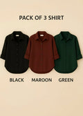 Pack of 3 Premium Casual Shirts – Black, Maroon and Green